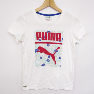 プーマ 半袖Tシャツ 前面プリント 花柄 スポーツウェア トップス レディース Mサイズ ホワイト PUMA