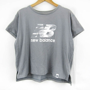  New balance короткий рукав футболка tops Logo T укороченные брюки длина спортивная одежда женский F размер серый NEW BALANCE