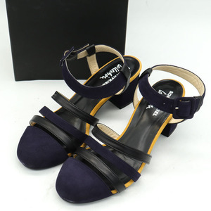 ソニアリキエル ストラップパンプス サンダル チャンキーヒール 日本製 ブランド 靴 レディース 24cmサイズ ネイビー Sonia Rykiel