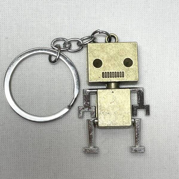 【キーホルダー】バッグチャーム ブリキ ロボット アンティークゴールド タイプA