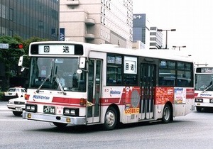 【 バス写真 Lサイズ 】 西鉄 懐かしの赤バス中型車 ■ 5119福岡22か5708