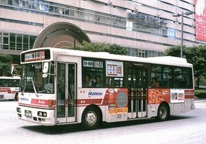 【 バス写真 Lサイズ 】 西鉄 懐かしの赤バス中型車 ■ 5314福岡22か6008