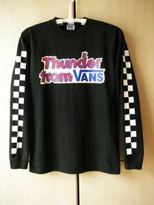 VANS チェッカー柄長袖Tシャツ「Thunder from VANS」ロゴ Size S / バンズ ロンT