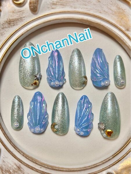 最終値下げ!推しカラー 水色 ブルーマグネット 人魚の鱗ネイル