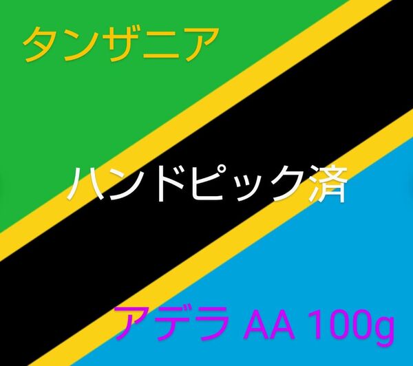 7．オープン記念セール コーヒー 珈琲 生豆 タンザニア アデラAA 小分け 100g ハンドピック済 即焙煎可