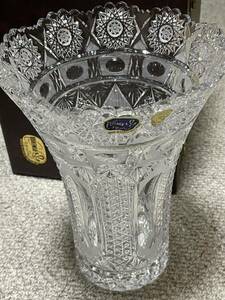 【BOHEMIA CRYSTAL クリスタルガラス 花瓶】ボヘミア/クリスタルガラス/硝子/ハンドカット/花器/ケース入/フラワーベース