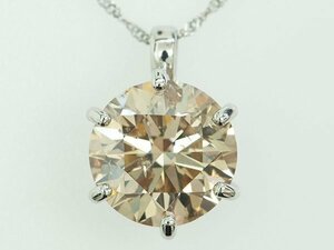 1円スタート Pt850/Pt999 ブラウン ダイヤモンド 2.6ct プラチナ ネックレス 42cm ★中古未使用 美品 2ct