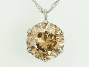 1 jpy start Pt850/Pt Brown diamond 1.2ct platinum necklace 42cm * used unused beautiful goods 1ct