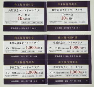 2種類セット:京浜急行 株主優待券 市原京急カントリークラブ 4枚割引券+長野京急カントリークラブ 2枚割引券 有効期限:2024/7/10