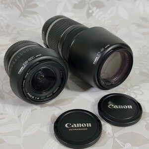 Canon レンズ 2点まとめ 望遠ズームレンズ EFS 55-250mm 1.1m/3.6ft★EFS 18-55mm 0.28m/0.9ft キヤノン ZOOM LENS カメラ 240604