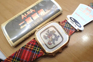  ultra rare clock shop stock / unused *SEIKO/ Seiko Alba two -ply surface ./ Digi-Ana Mickey & minnie Y950-5030 wristwatch 