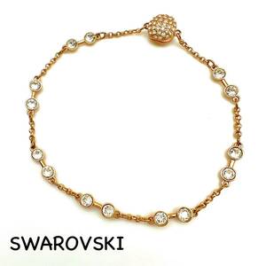 SWAROVSKI｜スワロフスキー ブレスレット【アクティ】 ラインストーン ゴールドカラー ロゴ スワン アクセサリー ブランド a622et