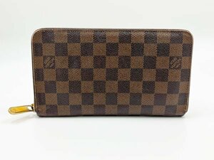 １円 LOUIS VUITTON ルイヴィトン ダミエ エベヌ ジッピー オーガナイザー ラウンドファスナー 長財布 イニシャル N60003 中古