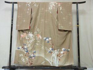 1 иен хорошая вещь натуральный шелк кимоно выходной костюм ..... шелк тип . японский костюм античный Taisho роман осень .. длина 142cm.62cm * замечательная вещь *[ сон работа ]****