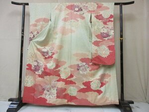 1 jpy used silk kimono long-sleeved kimono .. type . Japanese clothes antique Taisho romance Hanamaru . flower . high class . length 154cm.62cm[ dream job ]***