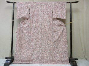 1 иен хорошая вещь натуральный шелк кимоно мелкий рисунок .. японский костюм японская одежда белый .. расческа симпатичный модный высококлассный . длина 161cm.65cm[ сон работа ]***