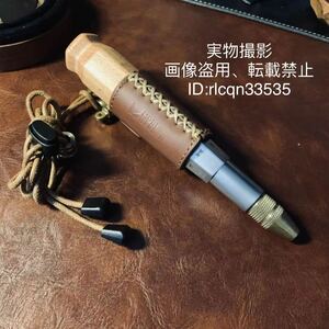  camp for super high quality wooden pattern fire blow . stick fire - blower flexible type 16.5-65.5cm leather made sheath attaching outdoor field mountain climbing 160g