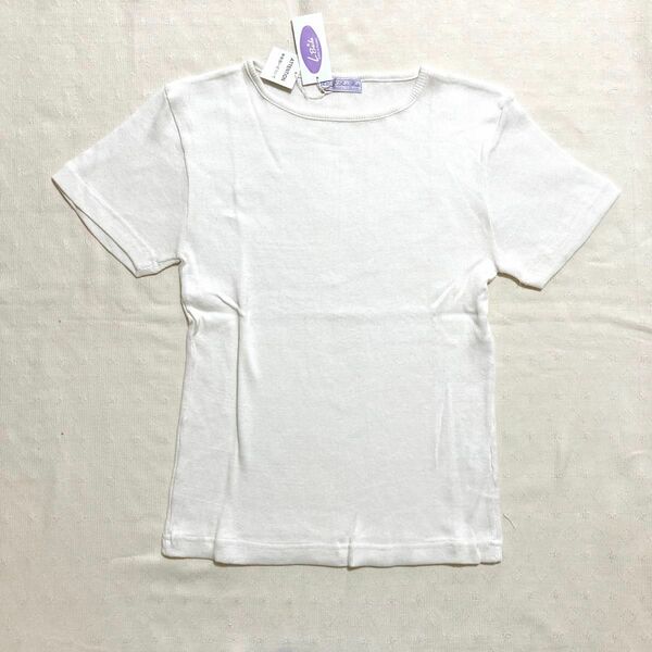 新品タグ付き リブカットソー リブTシャツ 白 ホワイト Mサイズ 半袖 定番