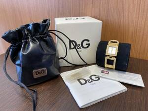  Dolce & Gabbana DOLCE&GABBANA D&G time TIME WATCH rhinestone D&G Logo belt Gold band QZ box sack koma *h1585
