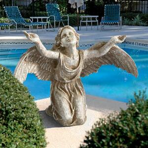 羽を広げた祈りの天使の彫刻　石像風置物アウトドア西洋彫刻庭飾りアイテム庭園アクセントガーデンオブジェエンジェル人形雑貨エクステリア