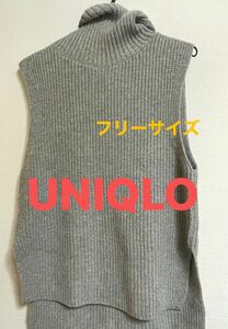 レディース トップスセーター 袖なし ノースリーブニット UNIQLO グレー