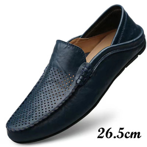 ドライビングシューズ メンズ メンズシューズ ビジネスシューズ 革靴 本革 ローカット 就活 紳士靴 軽量 歩きやすい ブルー 26.5cm