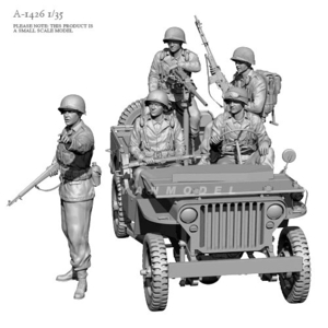 【スケール 1/35】 樹脂 レジン フィギュア キット ジープに乗り込む 兵士 ５人セット (車無し、兵士のみ）未塗装 未組み立て
