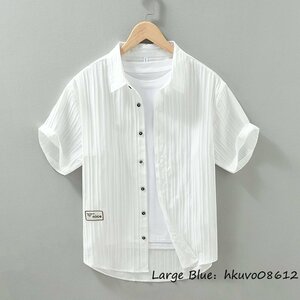 夏新品◆メンズシャツ 半袖シャツ サマーシャツ カジュアルシャツ Tシャツ 清涼感 涼しい さわやか 心地良し 紳士服 快適 ホワイト 3XL