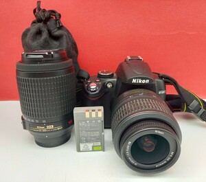 ■ Nikon D5000 デジタル一眼レフカメラ ボディ AF-S NIKKOR 18-55/3.5-5.6G 55-200/4-5.6G ED DX VR レンズ 動作確認済 ニコン