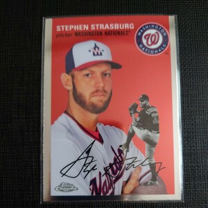 2023 Topps Chrome Platinum Base プリントサイン入りスティーブン・ストラスバーグ　ワシントン・ナショナルズ　MLBカード