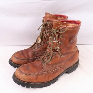  Vintage Chippewa 11 1/2 braided up moktu Brown tea / Work roga- boots Chippewa Vintage original leather old clothes used eb1249