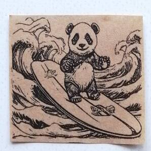 386 パンダ サーフィン はんこ ハンコ ヴィンテージ アンティーク スタンプ ゴム印 ラバースタンプ 海 夏 波 暑中見舞い サーファー カット