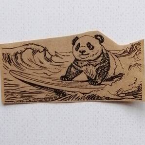389 パンダ 波乗り サーフィン はんこ ハンコ ヴィンテージ アンティーク スタンプ ゴム印 ラバースタンプ 海 夏 波 暑中見舞い サーファー