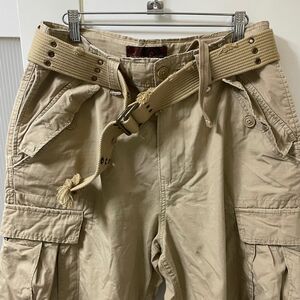 【グランジ】スリランカ製 ハーフパンツ ベージュ ブラウン 半ズボン ベルト付 フェアリーグランジ vintage ヴィンテージ