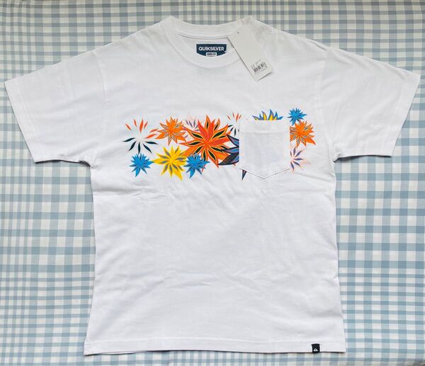 希少品 クイックシルバー メンズ 半袖Tシャツ 男女兼用 菊花 S 白