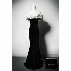 ホステス キャバ嬢 ゴージャス ドレス 結婚式 ブラック パーティードレス コンテスト ワンピース ロング 上品 高質 スナック衣装 夜