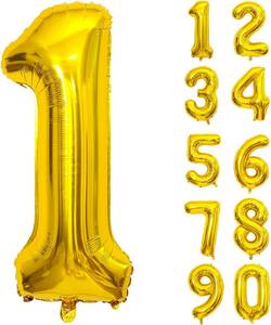 asatek バルーン アルミ風船 ゴールド 数字1 ナンバー 40インチ 大きい 誕生日 ハッピーバースデー 飾り付け ウェディ