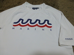 muta MARINE*m-ta морской * короткий рукав стрейч рубашка белый M очень красивый товар!