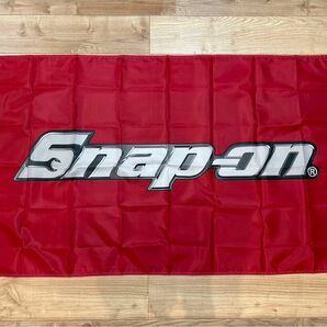 約150x90cm スナップオン 赤 特大フラッグ バナー タペストリー 旗 ガレージ装飾 アメ車 雑貨 snap on 工具