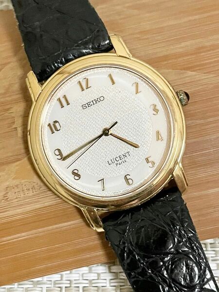 [1995年製/希少:ヴィンテージ/稼働]SEIKO セイコー LUCENT PARIS/フランス製/パリモデル/アラビア/腕時計