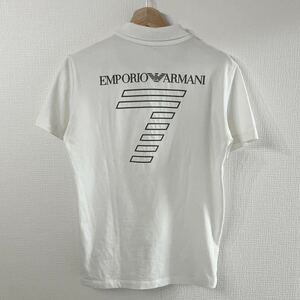 「1円」EMPORIO ARMANI エンポリオアルマーニ　EA7 バックプリント　フロントワンポイントロゴ　ポロシャツ　ホワイト　M表記　L相当