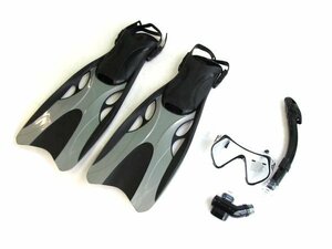 3 point set for adult snorkel set mask fins black L/XL man 26~28.5cmshuno-ke ring cloudiness . cease 