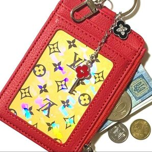 ★6ポケットミニ財布パスケース★ルイヴィトンモノグラムトランプ1枚とミニ財布R01