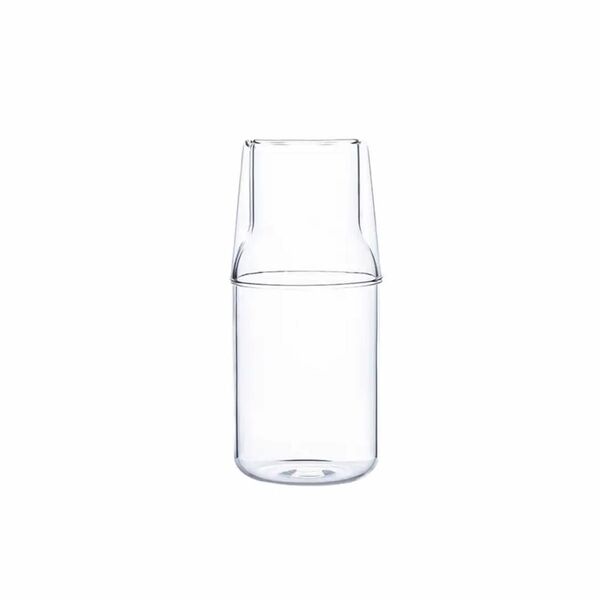新品　カップ付　クレアガラスピッチャーセット 1人飲みに最適サイズ５５０ml ホット、アイス両用　広口　耐熱ガラス 