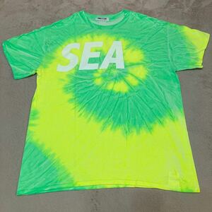 WIND AND SEA ウィンダンシー タイダイ Tシャツ サイズL グリーン イエロー エリオット 正規品 美品 バックプリントあり