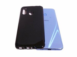 Galaxy A30 SCV43 AU UQモバイル J:COM ギャラクシー A30 ソフト 片面 光沢 TPU ギャラクシー A30 ケース カバー ブラック 黒色