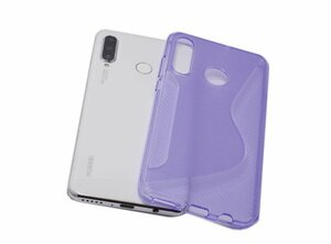 HUAWEI P30 lite Premium/P30 lite HWV33/HWU36 ファーウェイ P30 ライトプレミアム TPU ソフトタイプ S型模様 ケース カバー クリア 紫色