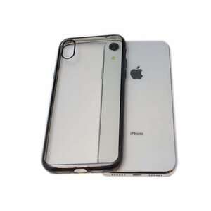iPhone XR アイフォン XR アイホン XR ジャケット クリアタイプ 無地 光沢 TPU ソフト ケース カバー ブラック 黒色