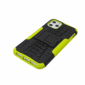 iPhone 11 Pro Max アイフォン アイホン 11 プロ マックス スタンド ダブルレイヤー 鎧 ハード ケース カバー ライムグリーン 薄緑色