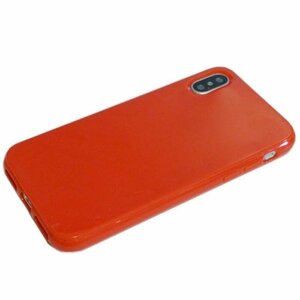 iPhone XS Max ジャケット シンプル 無地 光沢 TPU ソフト アイフォン アイホン XS マックス ケース カバー レッド 赤色